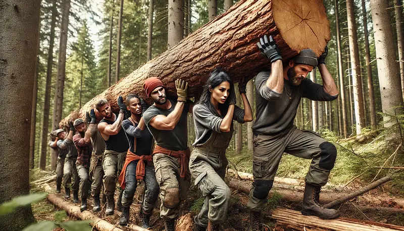 A Heavy Log can be transported only by A Team