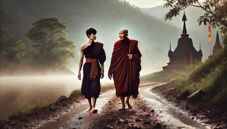 Leting Go : Two Buddhist Monks Were Travelling a muddy Road