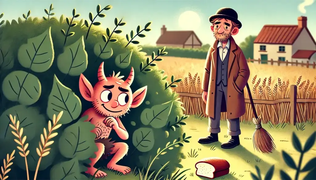 The Imp Hiding Behind the Bush, Watching the Farmer
