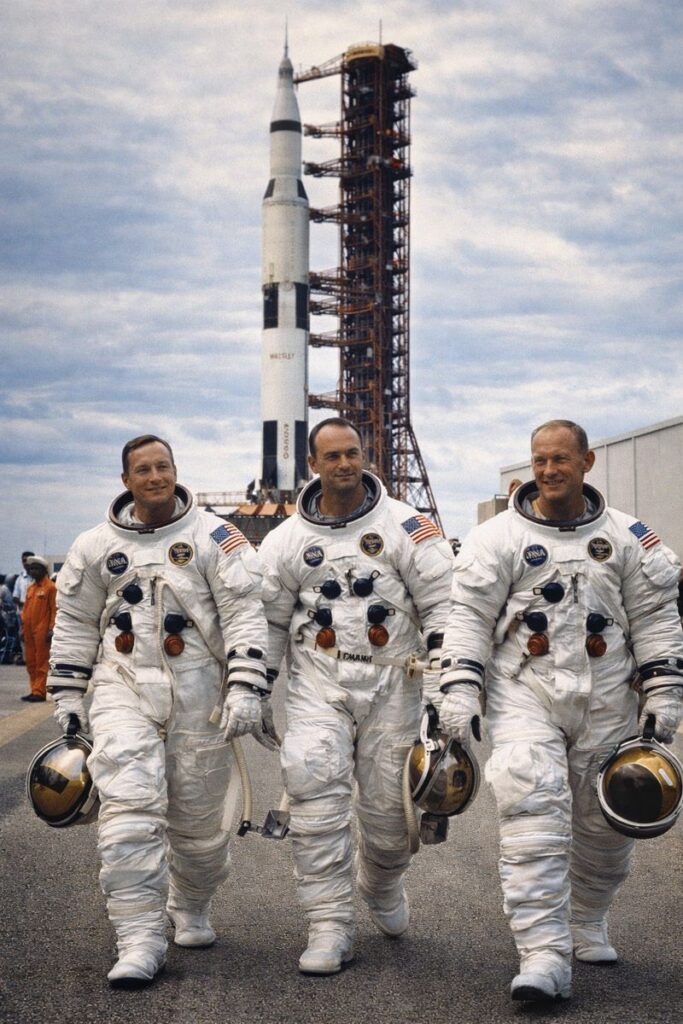 “Apollo rose on Saturn V, mythic names carrying modern history.”