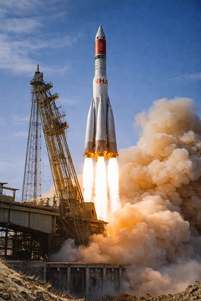 Soviet-era-Luna-rocket-launch-in-action