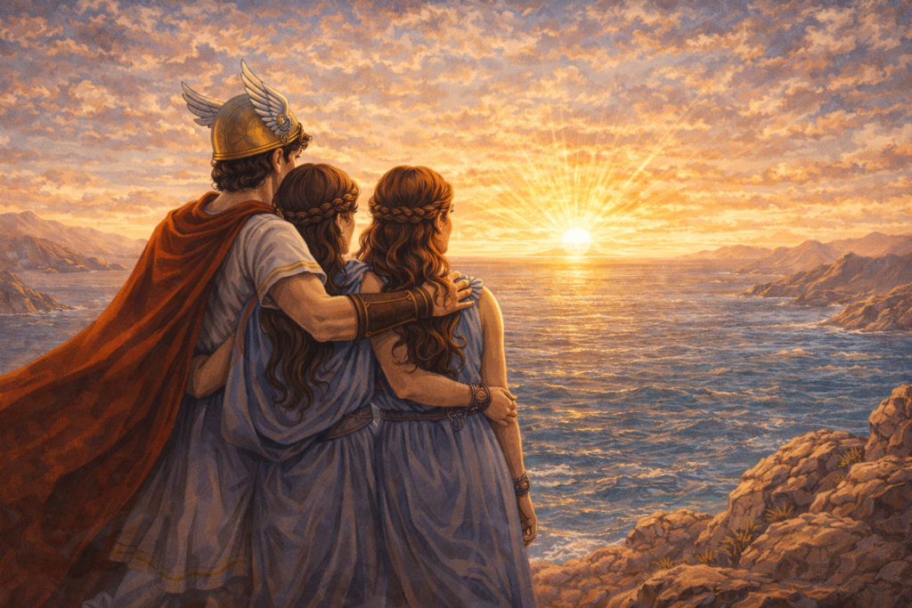 Gazing at the sunrise from the cliff